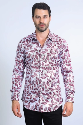 Mens Modern Fit Stretch Foil Fashion White Shirt Comfy Wear Outdoor Adventure