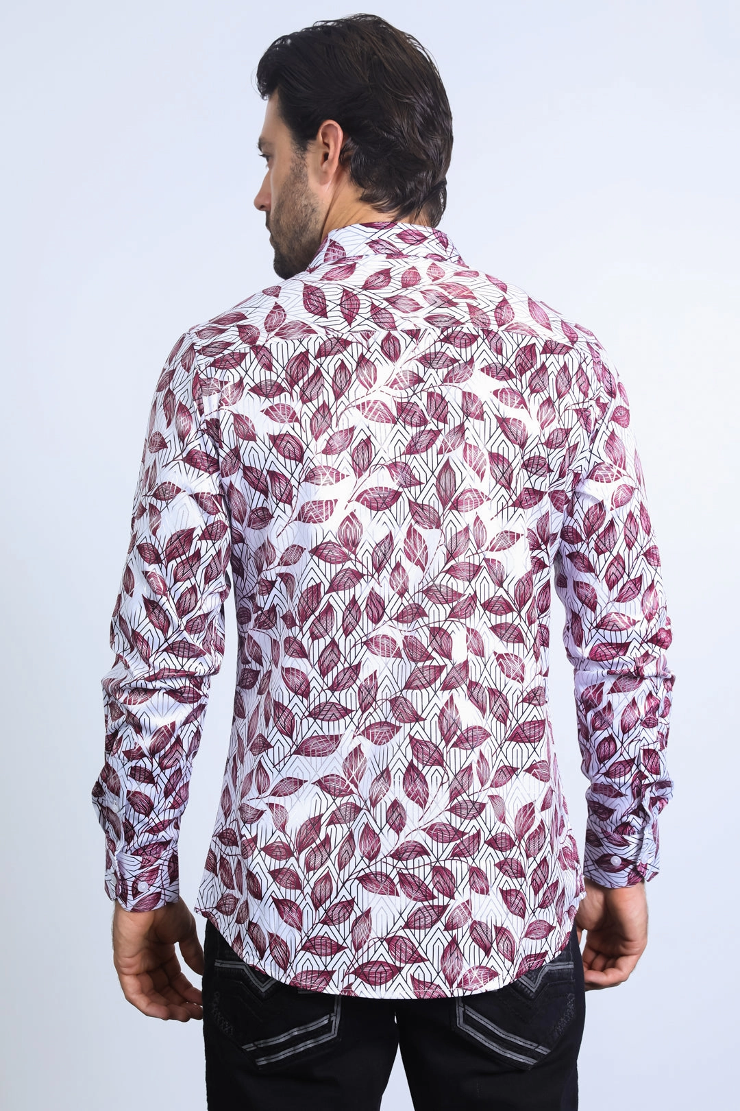 Mens Modern Fit Stretch Foil Fashion White Shirt Odor Resistant