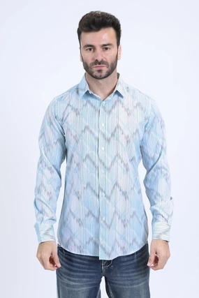 Mens Modern Fit Stretch Foil Fashion White Shirt Flex Fit Collar