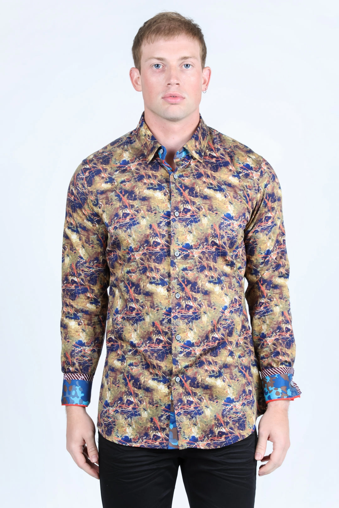 Satin Cotton/Spandex Long Sleeve Shirt Organic Cotton Layered Sleeve Cuffs