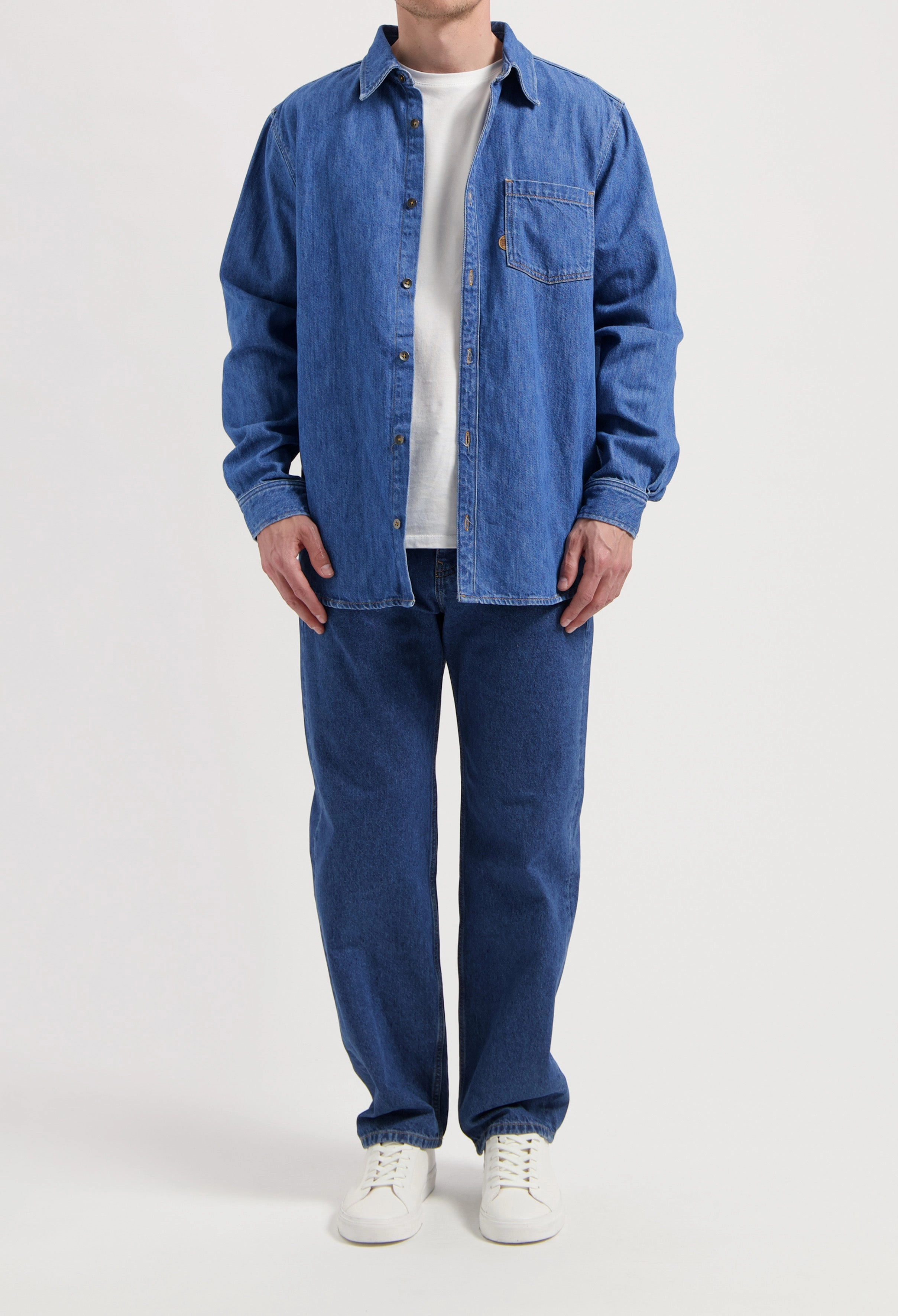 Chris Denim Shirt - Medium Stone EcoFriendly Dye Planet Glow