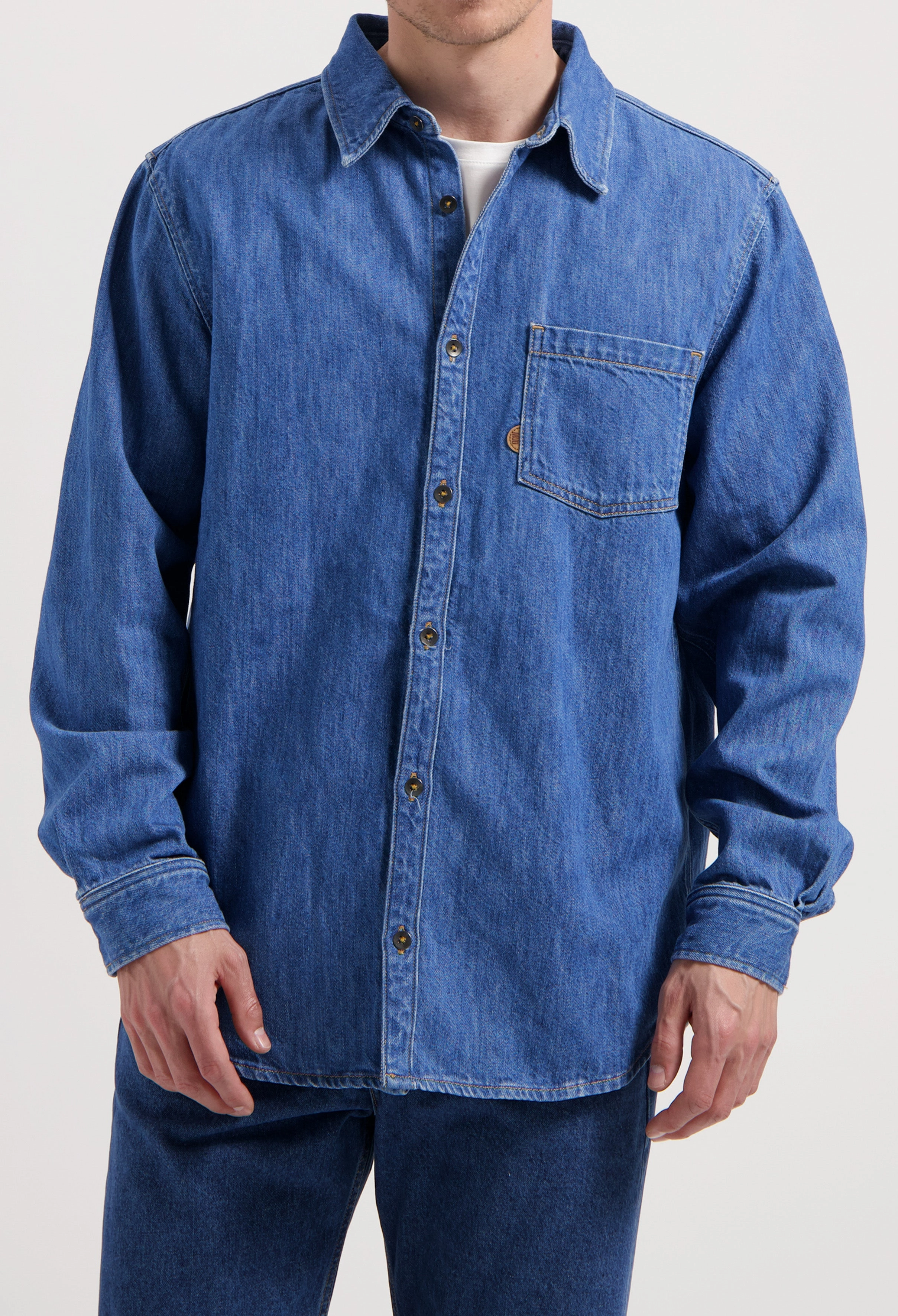Wide Glow Still Glow Chris Denim Shirt - Medium Stone
