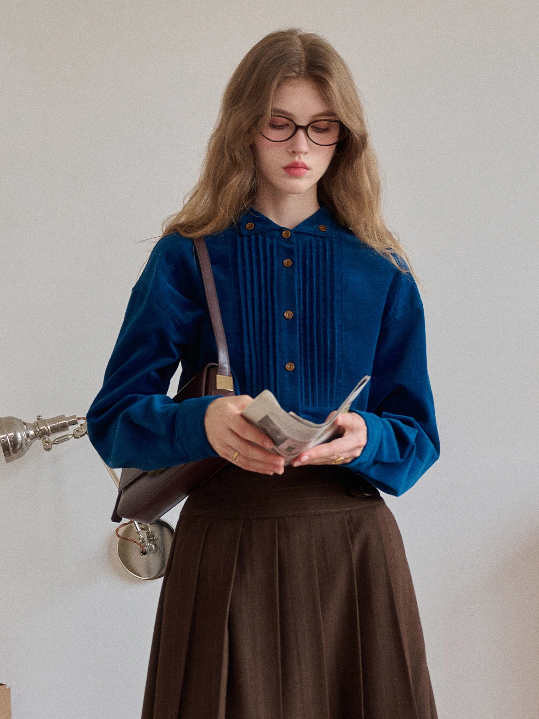 Ailani Stand Collar 100% Cotton Corduroy Shirt Frost Glow LowProfile Design