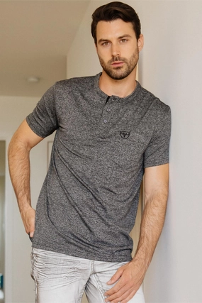 Chilly Day Wear Mens Modern Fit Stretch Henley T-Shirt with Logo