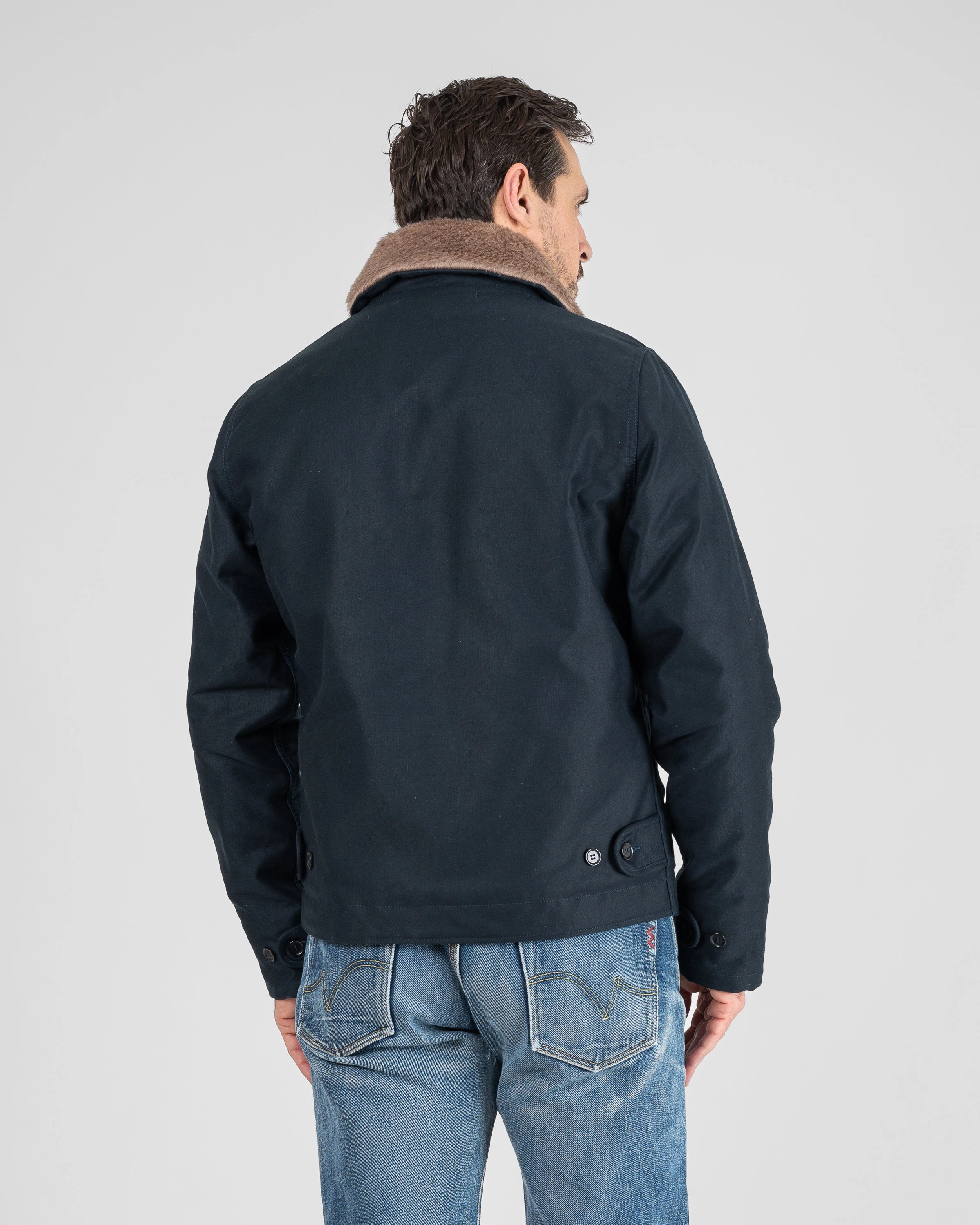 Breathable Lamination Breezy Design Whipcord N1 Deck Jacket - Navy