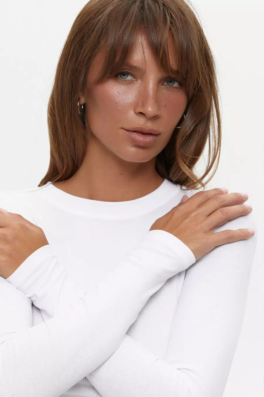 White Basic Long Sleeve Top Sustainable