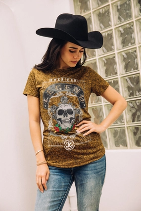 Women's Cotton American Legend Graphic Print Gold T-shirt stain resistant coating Multi Purpose Wear