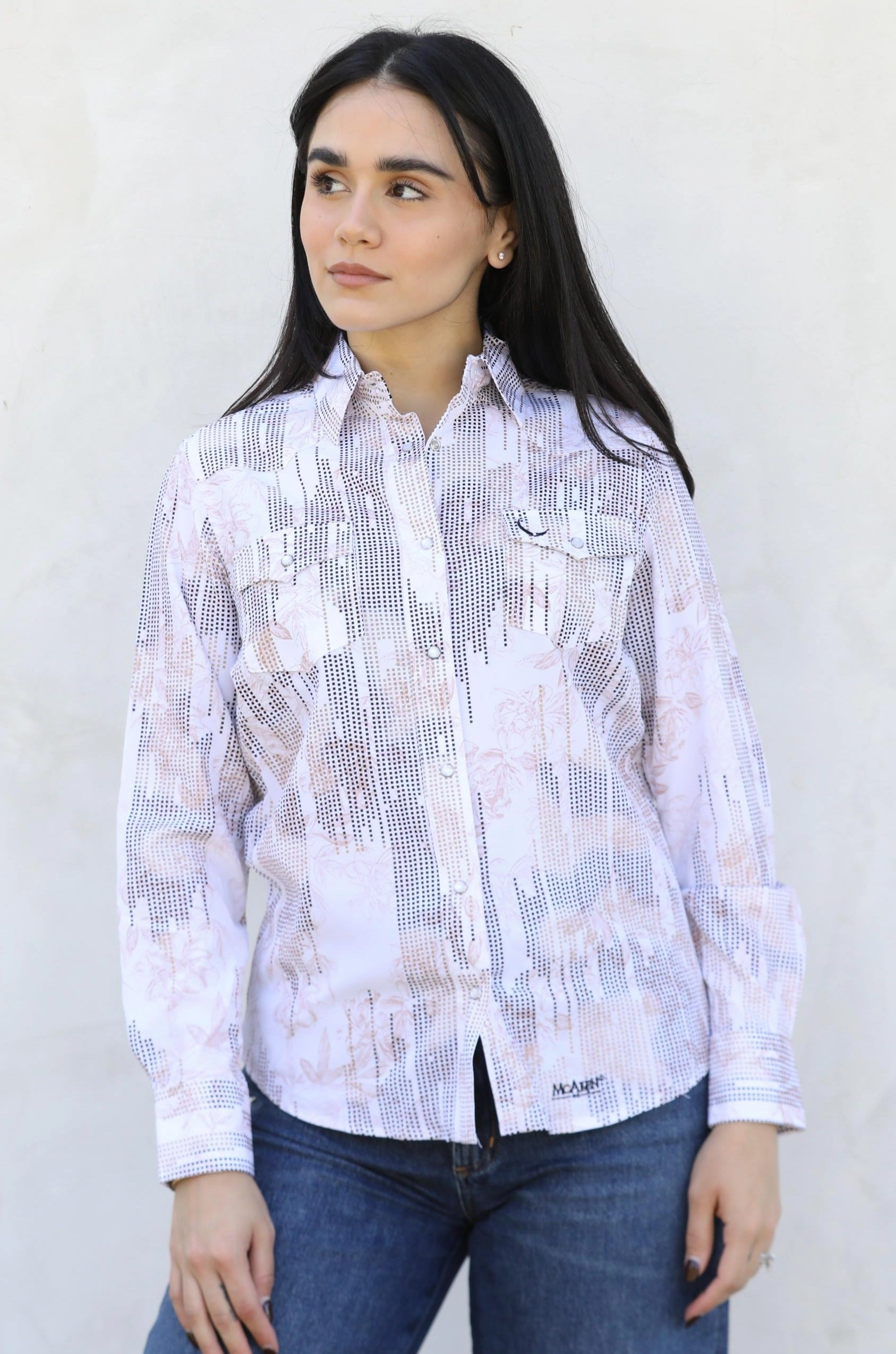 Womens Modern Fit Stretch Foil Fashion Shirt Quick Dry Construction
