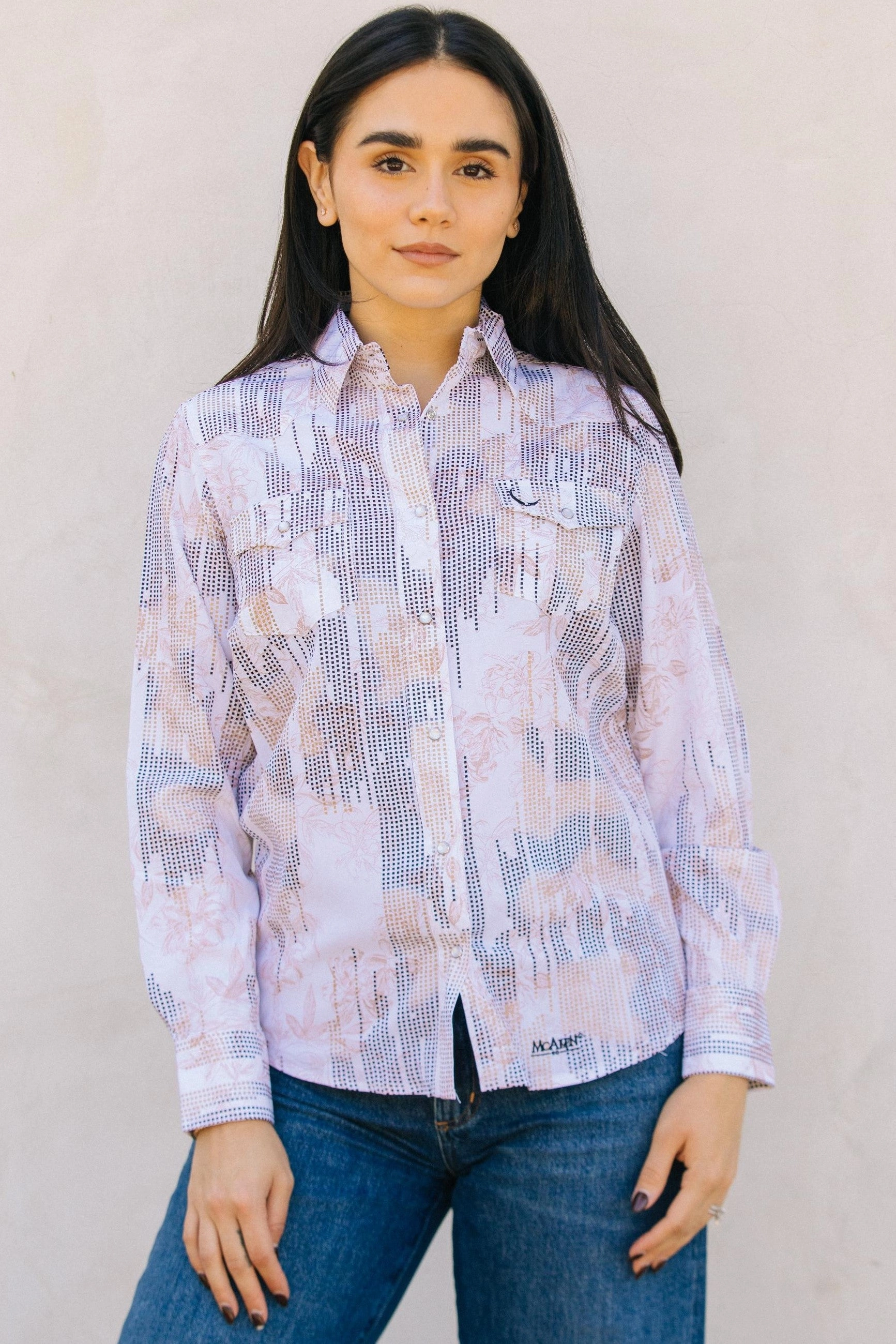 Plus Size Womens Modern Fit Stretch Foil Fashion Shirt