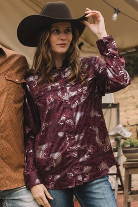 Dressy look Womens Modern Fit Stretch Foil Fashion Shirt