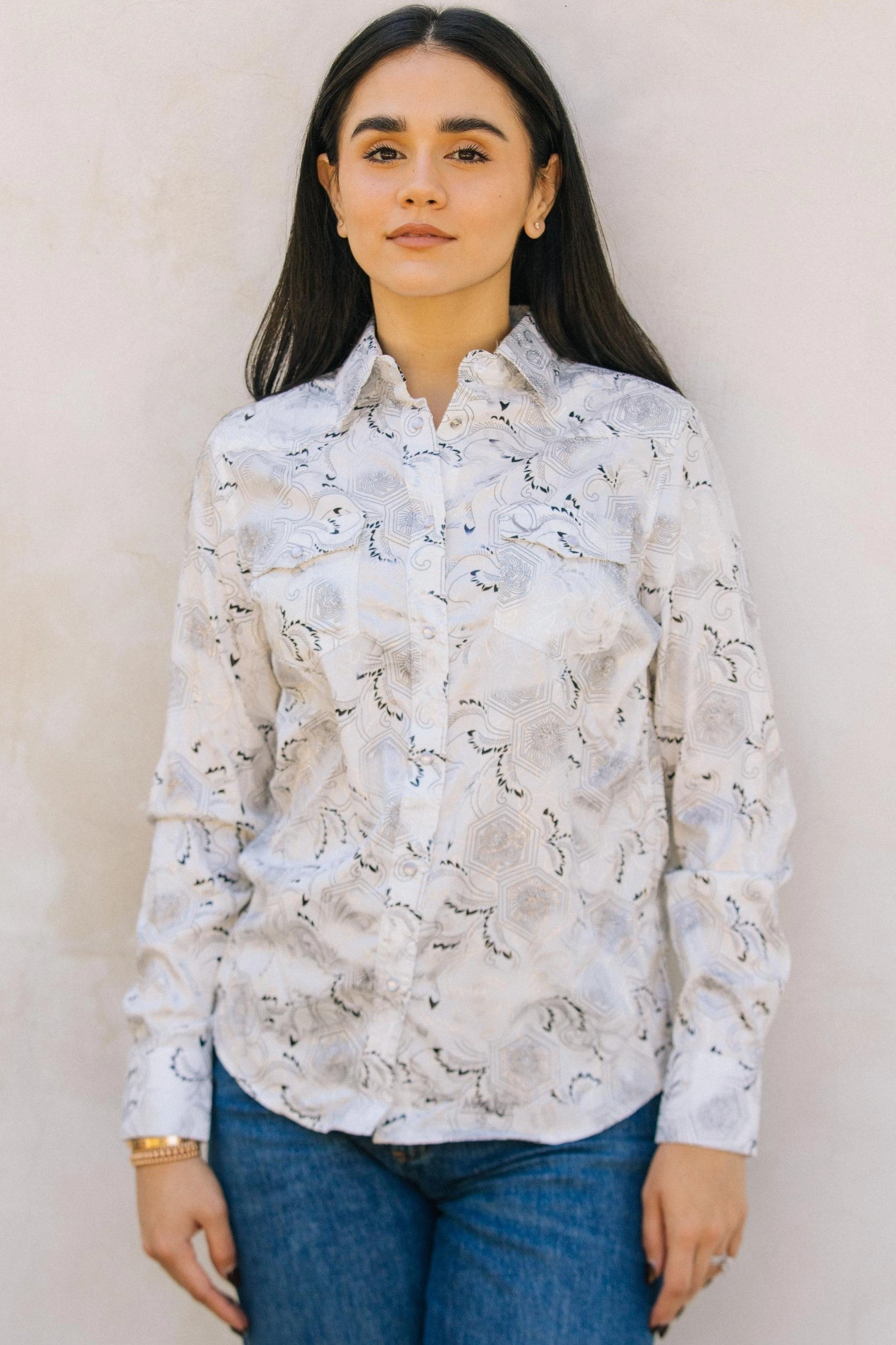 Womens Modern Fit Stretch Foil Fashion Shirt Advanced Moisture Management Layering Piece