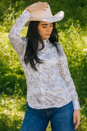 Womens Modern Fit Stretch Foil Fashion Shirt Trendy Fit