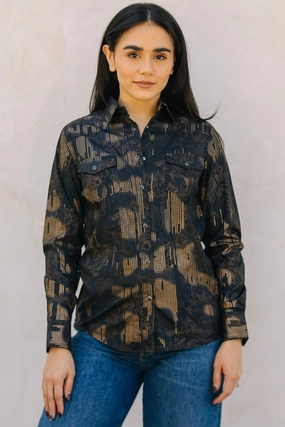 Chill Fit Womens Modern Fit Stretch Foil Fashion Shirt