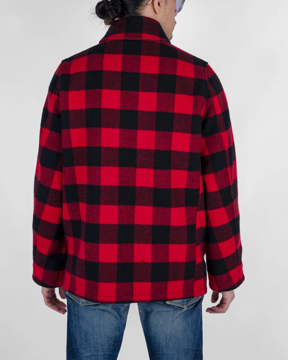 Wool Buffalo Check Hunting Jacket - Red snap closure Glow In The Dark Accents