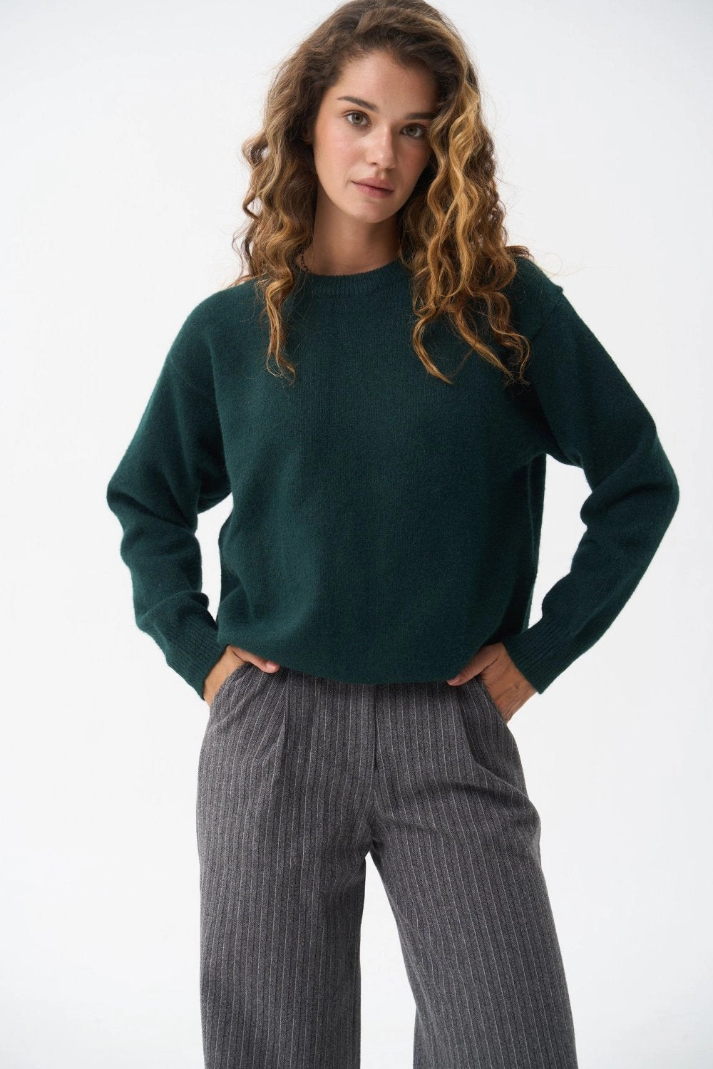 Winter Comfort Wear Reinforced Cuffs Wool sweater in color green