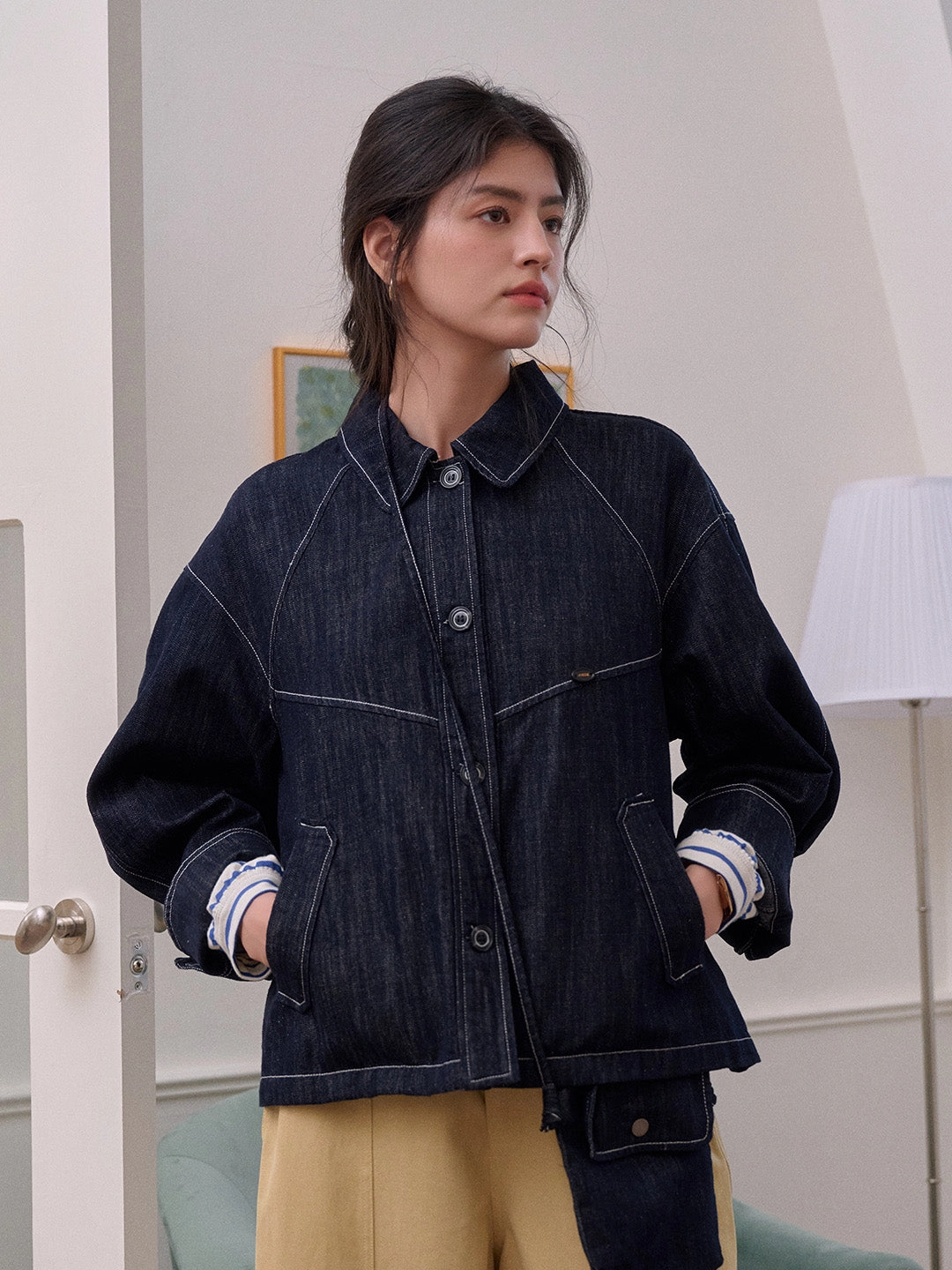 Urban Chic Elle Lapel Cotton Lyocell Denim Jacket