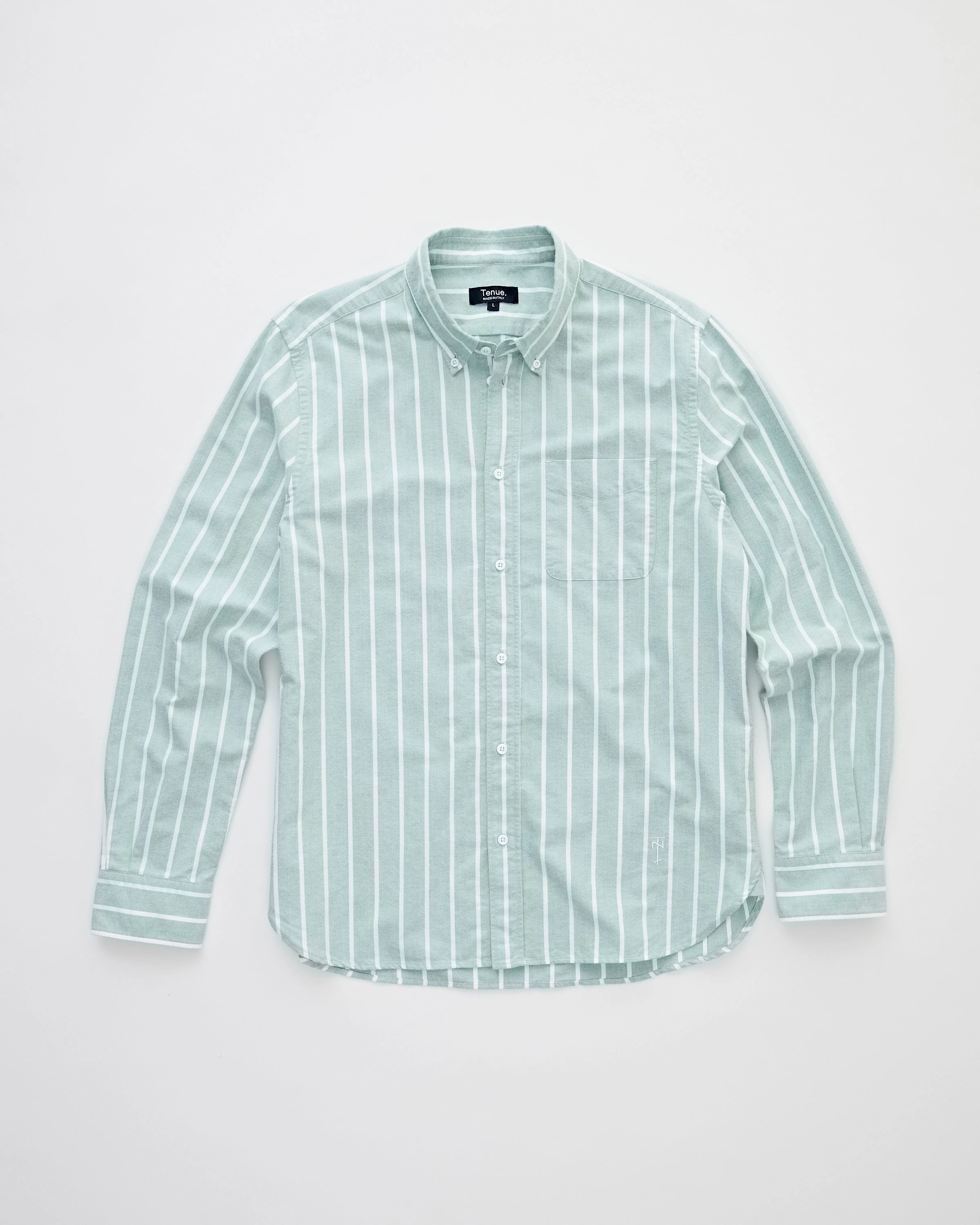 Transitional Clothing NonBindingCollar Ralph Shirt Sage White Striped