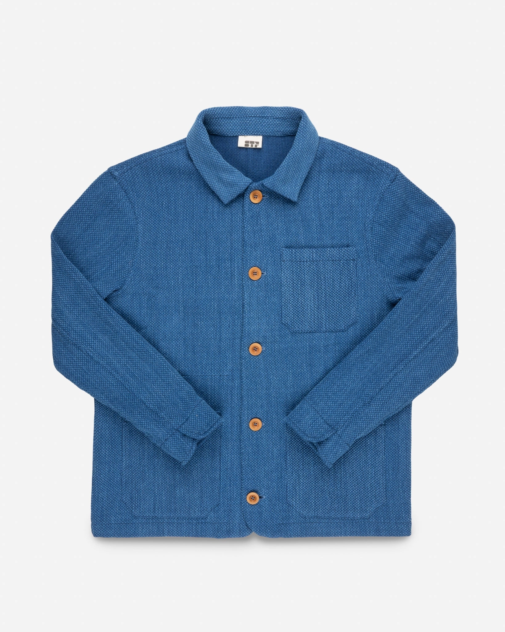 Reinforced Stress Points Anti Pilling Textile STF Japanese Bleached Sashiko Chore Jacket - Indigo