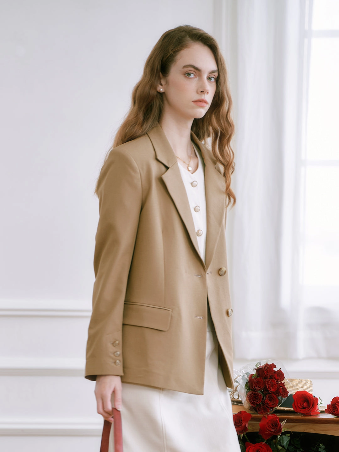 AbrasionResistantClothing High-Quality Fabric Yvonne Notched Collar Single Breasted Casual Blazer