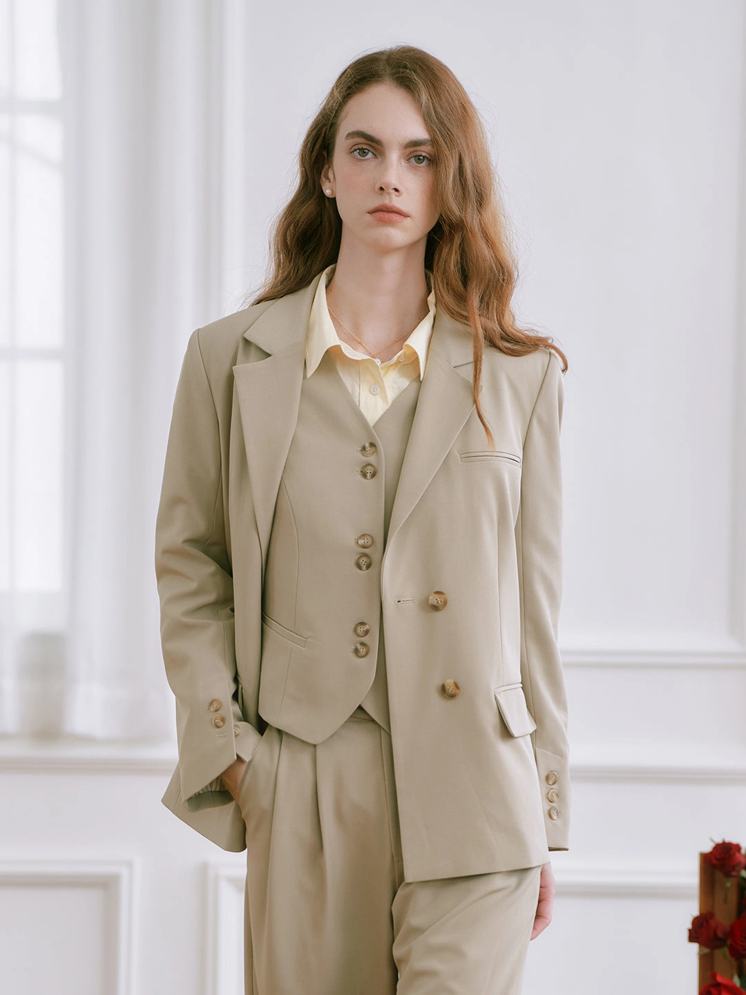 Gentle Power Chic Skirt Yvonne Notched Collar Single Breasted Casual Blazer