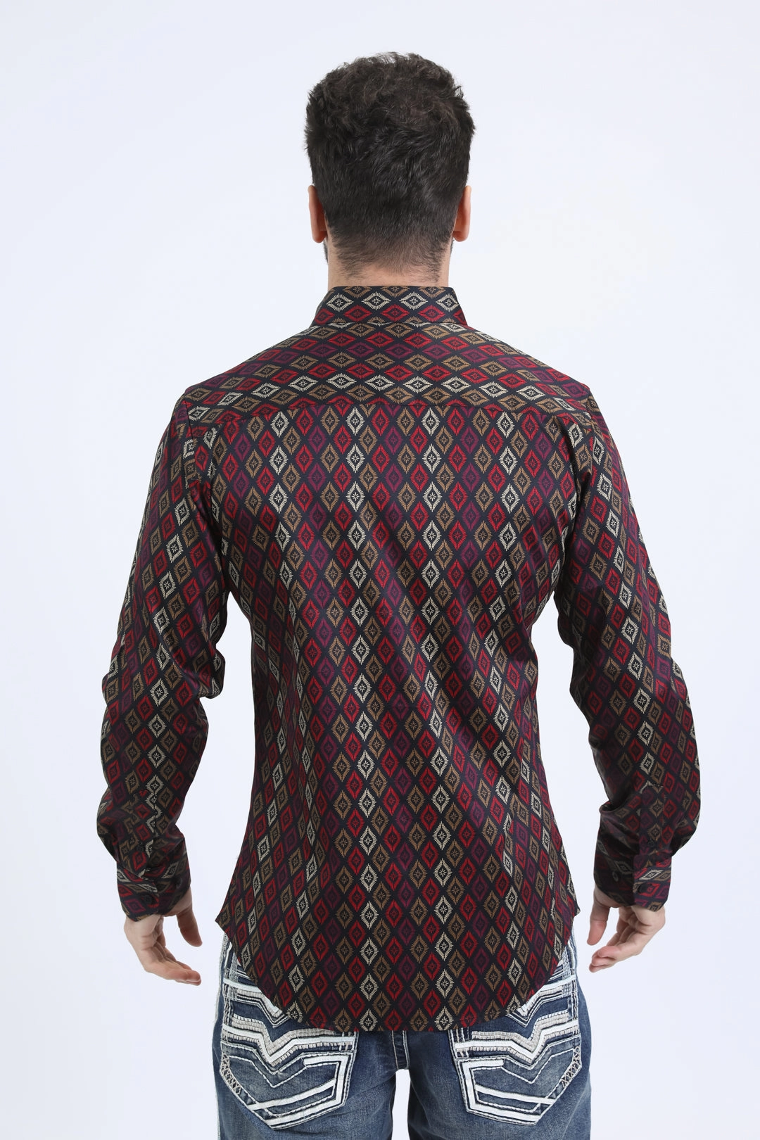 Casual Look Edgy Fashion Mens Satin Cotton Modern Fit Navy Long Sleeve Black Shirt